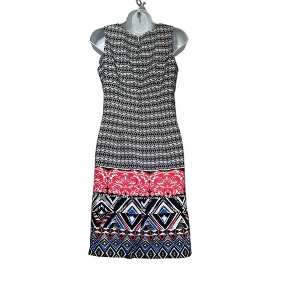 MARIO SERRANI Italy Geometric Multicolor Zip Sleeveless Sheath Dress Size 2 - Picture 2 of 5